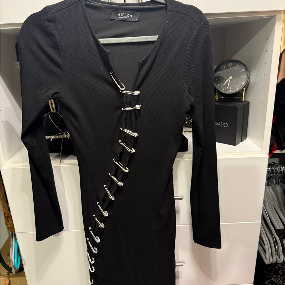 AKIRA Black Dress with Safety Pin Detail